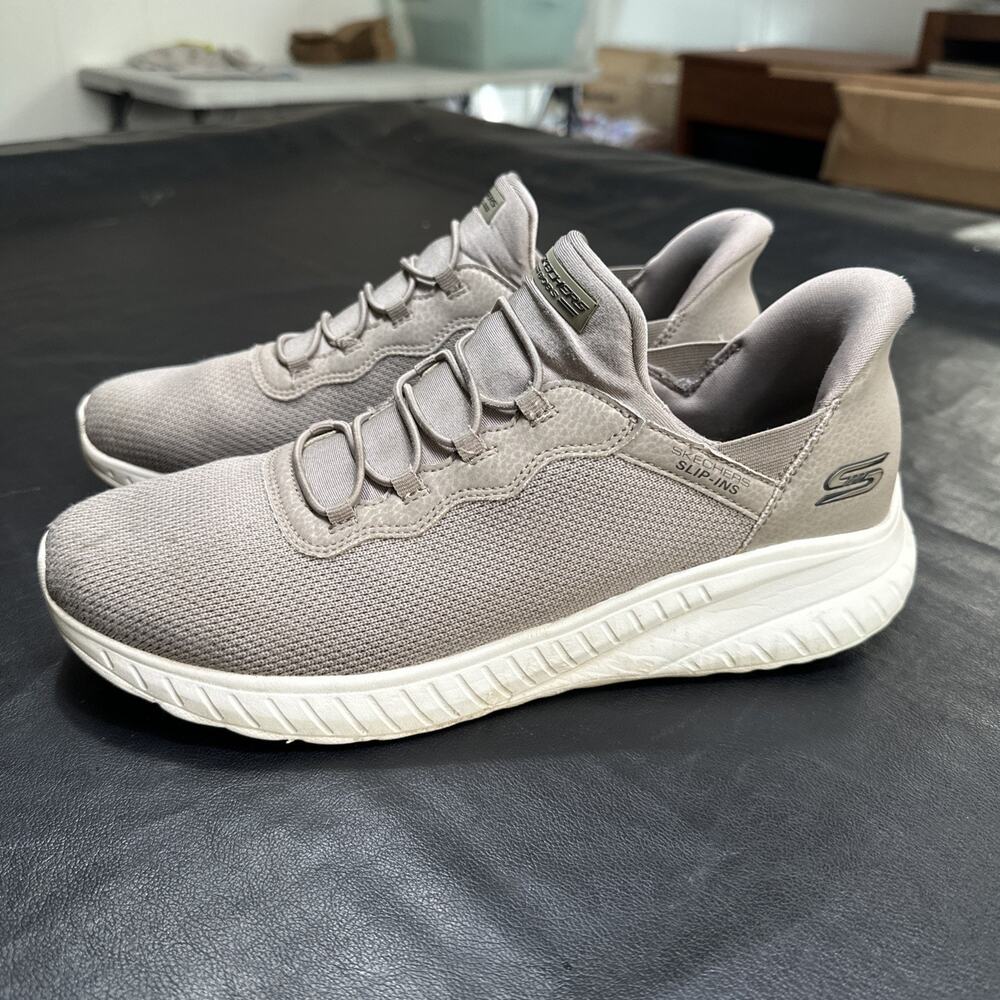 SKECHERS Slip-Ins BOBS Sport Squad Taupe Memory Foam Shoes Women’s 11 - 340